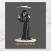 Trick or Treat. Cartoon Grim Reaper Weinetikett (Einzelnes Label)