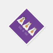 Trick or Treat Corgi Ghost Hunde Halloween Serviette (Ecke)