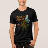 Trick or Treat Dino & Friends Halloween Art Tri-Blend Shirt (Vorderseite)