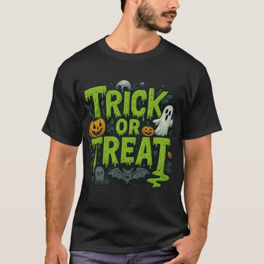 Trick or Treat Dripping Font T-Shirt (Vorderseite)