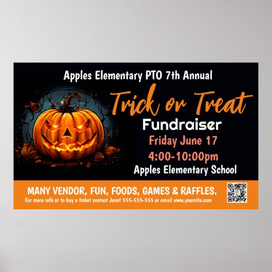 TRick or treat Fundraiser PTO PTA Church Banner Poster (Vorne)