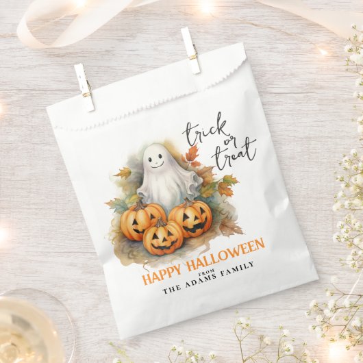 Trick or Treat Ghost Individuelle Name Happy Hallo Geschenktütchen (Ausgeschnitten)