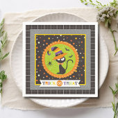 Trick or Treat Halloween Black Cat Hexe Serviette