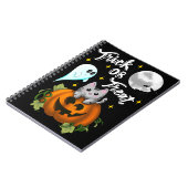 Trick or treat Halloween cat white Notizblock (Linke Seite)