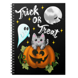 Trick or treat Halloween cat white Notizblock