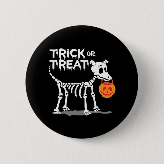 Trick Or Treat Halloween Dog Button (Vorderseite)