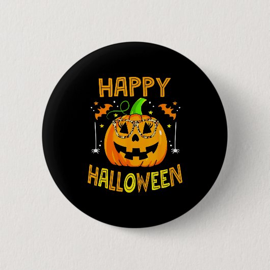 Trick Or Treat Halloween Funny Pumpkin Happy Hallo Button (Vorderseite)