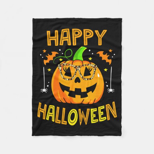 Trick Or Treat Halloween Funny Pumpkin Happy Hallo Fleecedecke (Vorderseite)