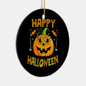 Trick or Treat Halloween Funny Pumpkin Happy Hallo Keramik Ornament (Rechts)