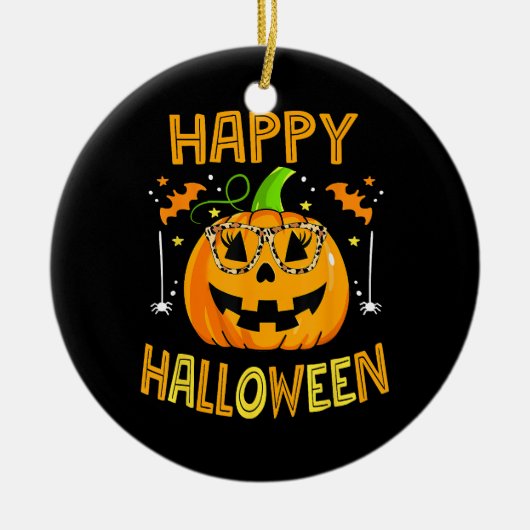 Trick or Treat Halloween Funny Pumpkin Happy Hallo Keramik Ornament (Vorne)