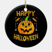 Trick or Treat Halloween Funny Pumpkin Happy Hallo Keramik Ornament (Hinten)