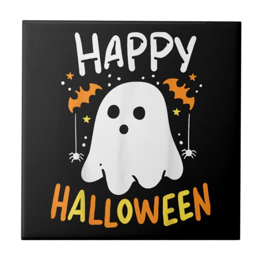 Trick or Treat Halloween Ghost Fliese (Vorderseite)