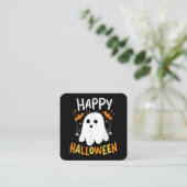 Trick or Treat Halloween Ghost Quadratische Visitenkarte (Stehend Vorderseite)