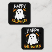 Trick or Treat Halloween Ghost Quadratische Visitenkarte (Vorne/Hinten)