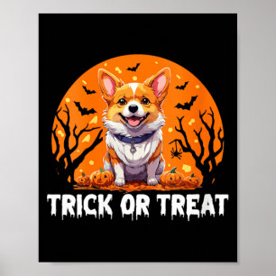 Trick Or Treat Halloween-Hund V-Ausschnitt Damen Poster
