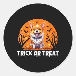 Trick Or Treat Halloween-Hund V-Ausschnitt Damen Runder Aufkleber
