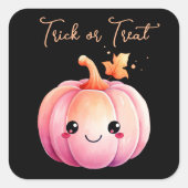 Trick or Treat Halloween Kawaii Pumpkin Quadratischer Aufkleber (Vorderseite)