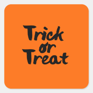 Trick or Treat Halloween Orange Black Brush Stroke Quadratischer Aufkleber