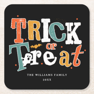 Trick Or Treat Halloween-Party Rechteckiger Pappuntersetzer