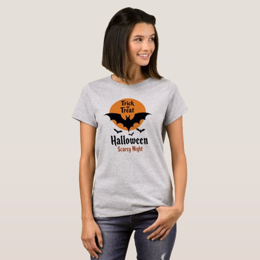 Trick or Treat Halloween Scary Night Bat T-Shirt (Vorne ganz)
