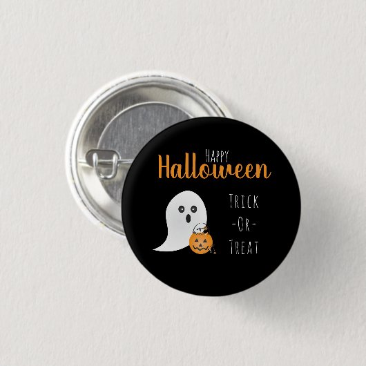 Trick or Treat Happy Halloween Ghost Spooky Button (Vorne & Hinten)