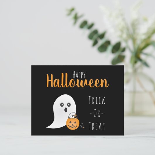 Trick or Treat Happy Halloween Ghost Spooky Postkarte (Stehend Vorderseite)