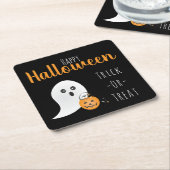 Trick or Treat Happy Halloween Ghost Spooky Rechteckiger Pappuntersetzer (angewinkelt)