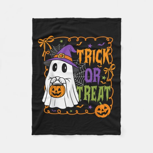 Trick Or Treat Happy Halloween Pumpkin Ghost Boy G Fleecedecke (Vorderseite)