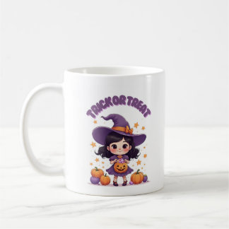 Trick or Treat Kawaii Witch Mug – Pumpkin Candy Kaffeetasse