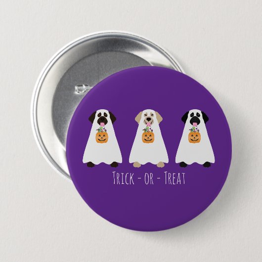 Trick or Treat Labrador Retriever Ghost Hunde Button (Vorne & Hinten)