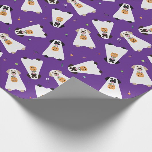 Trick or Treat Labrador Retriever Ghost Hunde Geschenkpapier (Ecke)