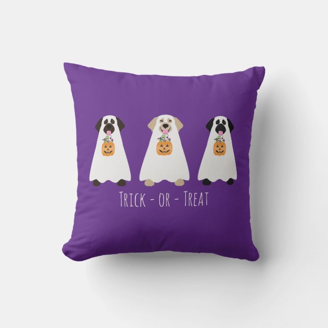 Trick or Treat Labrador Retriever Ghost Hunde Kissen (Vorderseite)