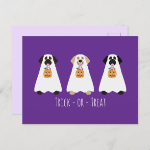 Trick or Treat Labrador Retriever Ghost Hunde Postkarte