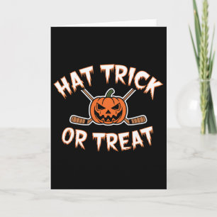 Trick Or Treat lustiger Hockey Halloween Kürbis Karte