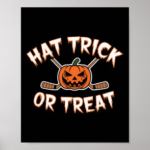Trick Or Treat lustiger Hockey Halloween-Kürbis Poster