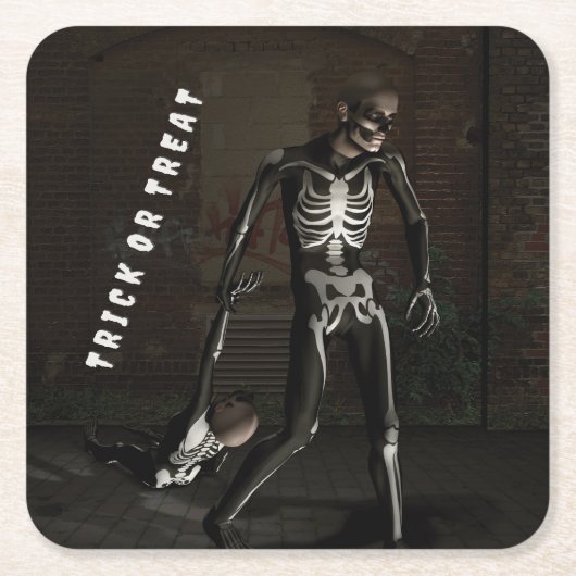 Trick or Treat. Man dressed as skeleton Rechteckiger Pappuntersetzer (Vorderseite)