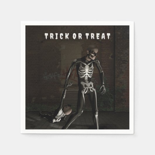 Trick or Treat. Man dressed as skeleton Serviette (Vorderseite)