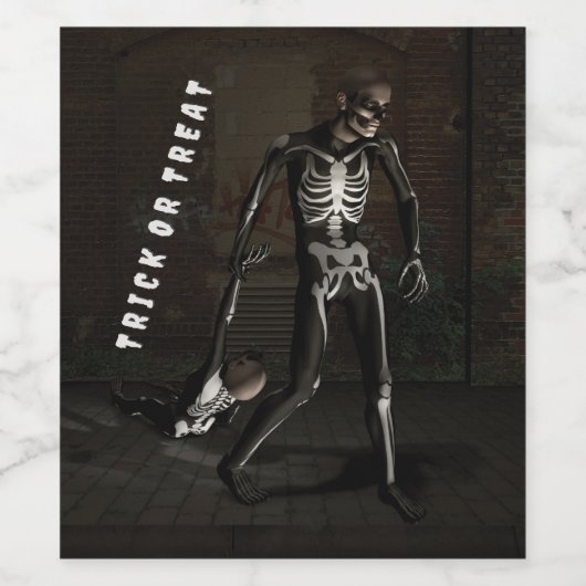 Trick or Treat. Man dressed as skeleton Weinetikett (Einzelnes Label)