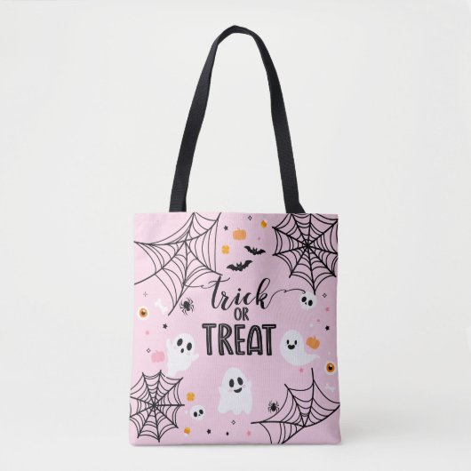 Trick or Treat Pink Halloween Tasche (Vorderseite)