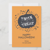 Trick or Treat Pumpkin Happy Halloween Card Einladung (Vorderseite)