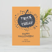 Trick or Treat Pumpkin Happy Halloween Card Einladung (Stehend Vorderseite)