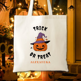 Trick or Treat Pumpkin Name Personalisiert Hallowe Tragetasche