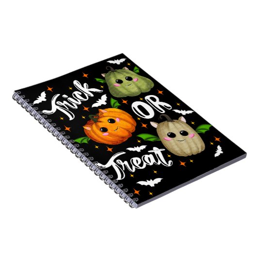 Trick or treat pumpkins Spiral Fotonotizbuch Notizblock (Rechte Seite)