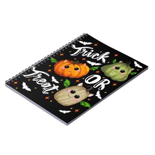 Trick or treat pumpkins Spiral Fotonotizbuch Notizblock (Linke Seite)