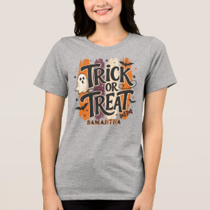 Trick or Treat Retro-Typografie Tri-Blend Shirt