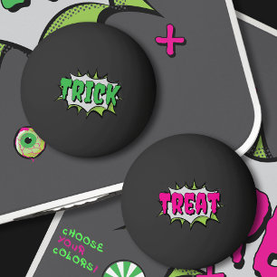 'Trick or Treat' Spaß Halloween Comic Pop Kunst Tischtennisball
