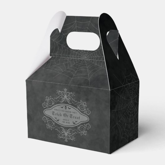 Trick or Treat Spider Web Dunkle Gothic Halloween Geschenkschachtel (Vorderseite)