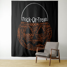 Trick or Treat Spooky Halloween Pumpkin Typografie Wandteppich