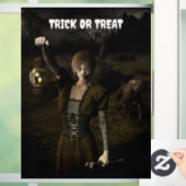 Trick or Treat. Thin female carrying lamp Fensteraufkleber (Zuhause)