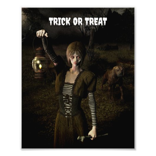 Trick or Treat. Thin female carrying lamp Fotodruck (Vorne)